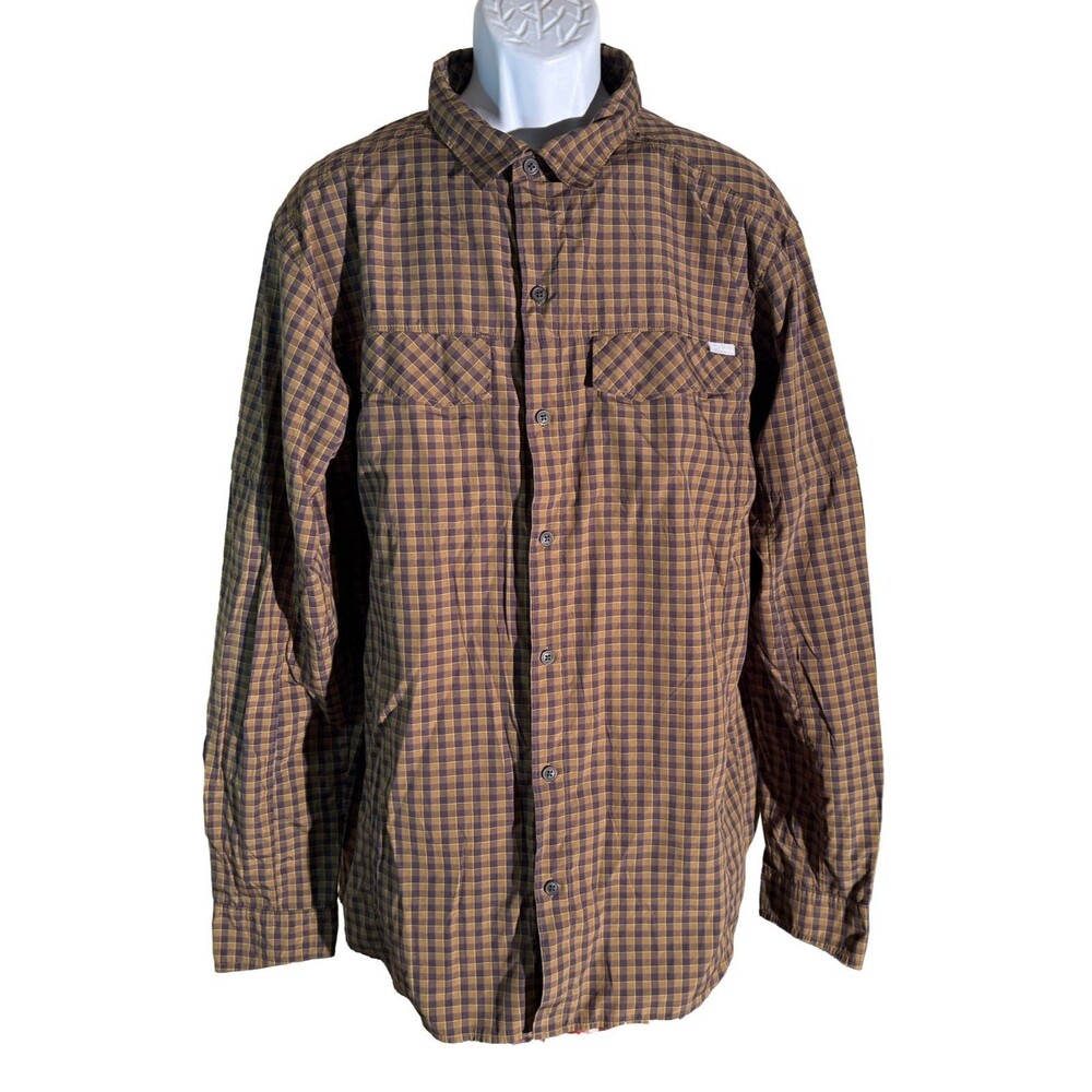 COLUMBIA Men's Long Sleeve Button Down Vented Checker Outdoor‎ Shirt XL